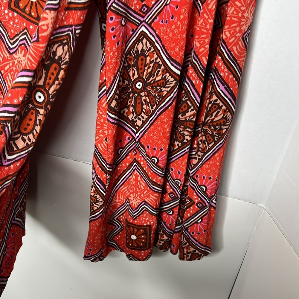 Anthropologie Skirted Wide Leg Pants Red Geometric Print High Rise 6 - Picture 3 of 7